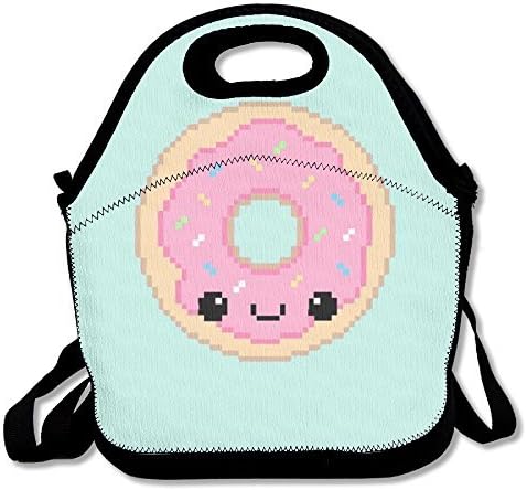 Pixel Donut Insulated Lunch Bag - Neoprene Lunch Bag - Large Reusable Lunch Tote Bags For Women, Teens, Girls, Kids, Baby, Adults Portable Carry