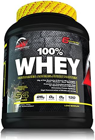 Grass Fed WHEY Protein ALPHA PRO, 100% Whey, NEW ITEM, Alpha Pro Nutrition, Sustained Assimilation Pro, Rich in BCAA, NO ASPARTAME, 6 WHEY Sources, No Soy No Egg No Wheat, Grassfed, Chocolate Shake