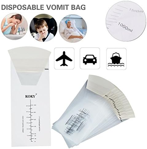 Emesis Bags/Disposable Vomit Bag with Sealed Closure for Travel Motion Sickness by Koky (20 Packs)
