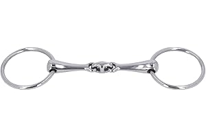 Phefop Horse Snaffle Bit, Stainless Steel Double Jointed O Ring, 3.5 Inch Mouthpiece for Training and Stable Use