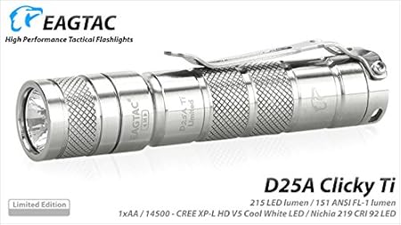 Amazon | 2015年モデル EagleTac D25A Ti Nichia 219 チタン製ボディ【Nichia 219 5000K