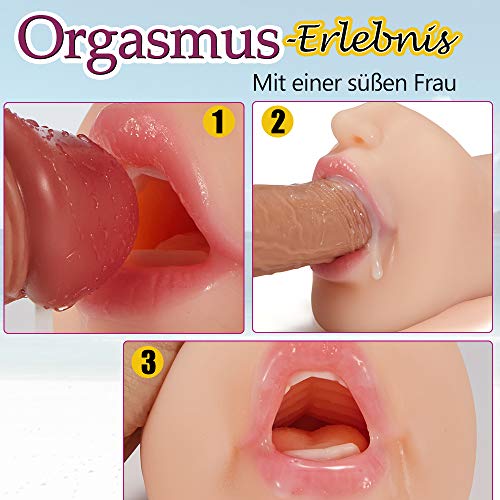 Masturbator Taschenmuschi mit 3D realistischen Mund Vagina Masturbieren Blowjob Pussy mit Porzellanhaut Erotik tragbare Muschi hautähnlicher Textur Sexspielzeug für Männer Moruioy