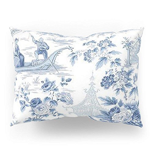 crystars Powder Blue Chinoiserie Toile Pillow Sham Standard (20" x 30")