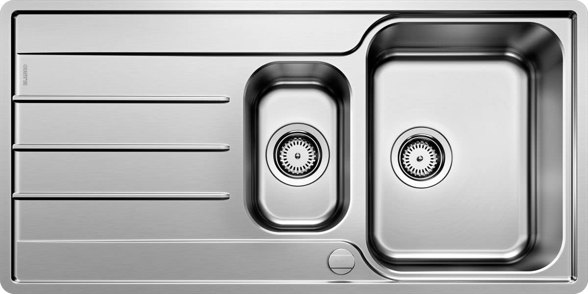 BLANCO LEMIS 6 S-IF | Stainless Steel | Installation Type: Inset Installation from Above & flushmount Installation | Reversible | for 60 cm Wide Base cabinets | Scratch-Resistant | [100x50x21.4 cm]