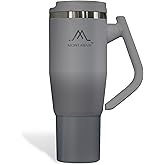 MONTANAIR® Original 40oz Stainless Steel Double Wall Vacuum Tumbler with Rotatable Handle, Lid and Built-In Straw | Insulated | Fits in Cup Holder | Leak Proof | BPA-free (GREY)