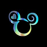 Mouse Head Heart Outline Vinyl Decal Notebook Car Laptop 5.5" x 4.5" (Holographic)