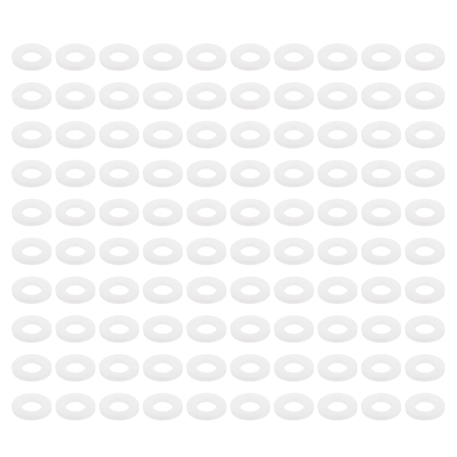 PATIKIL Nylon Flat Washers 8mm ID 16mm OD 1.8mm Thick M8 Hard Plastic Round Sealing Flange Gaskets-Applications for Machinery Electronics -[Qty 100 White]