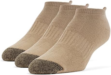 Galiva Men's Cotton Extra Soft No Show Cushion Running Socks - 3 Pairs, Large, Nude Beige
