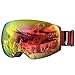 OutdoorMaster Ski Goggles PRO - Frameless, Interchangeable Lens 100% UV400 Protection Snow Goggles for Men & Women ( Red Frame VLT 15% Red Lens and Free Protective Case )