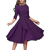 FENJAR Women's Formal Dresses Casual Wedding Guest Church Work Elegance Audrey Hepburn Style A-line Midi Dress