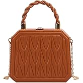 Lightolife PU Leather Small Square Box Clutch Top Handle Crossbody Shoulder Purse Party Evening Bag for Women | PU Leather, Small, Square, Top Handle, Party