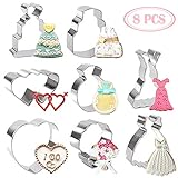 BAKHUK 8pcs 3 Inches Wedding Cookie Cutters Set, Stainless Steel Cutters for Baby Shower Wedding Birthday Decoration