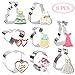BAKHUK 8pcs Wedding Cookie Cutter Set - 2 Hearts, 2 Wedding Cakes, 2 Wedding Dresses, 1 Diamond Ring, 1 Bouquet, Stainless Steel