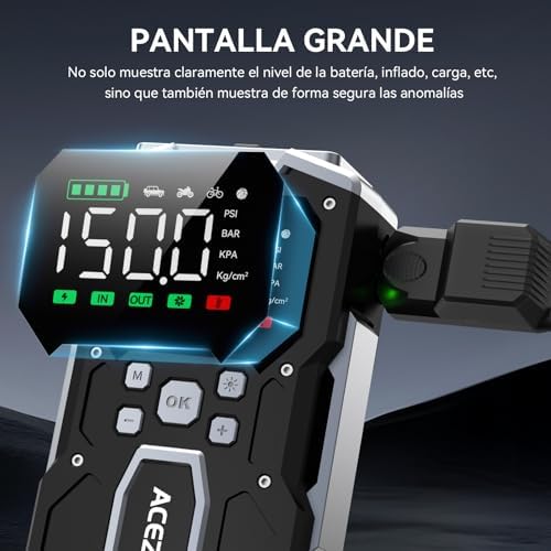 Motor de arranque da bateria do carro 8000A, compressor de ar de 150PSI, motor de arranque para o veículo (todo a gasolina ou diesel de 10L), arranque de 12V com LED de 400 lúmens