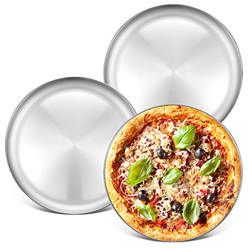 Stainless Steel Pizza Pan 13½ inch Deedro Round Pizza Tray Pizza
