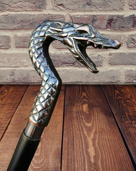 Cobra Style Brass Head Handle Victorian Wooden Walking Stick Handmade Cane