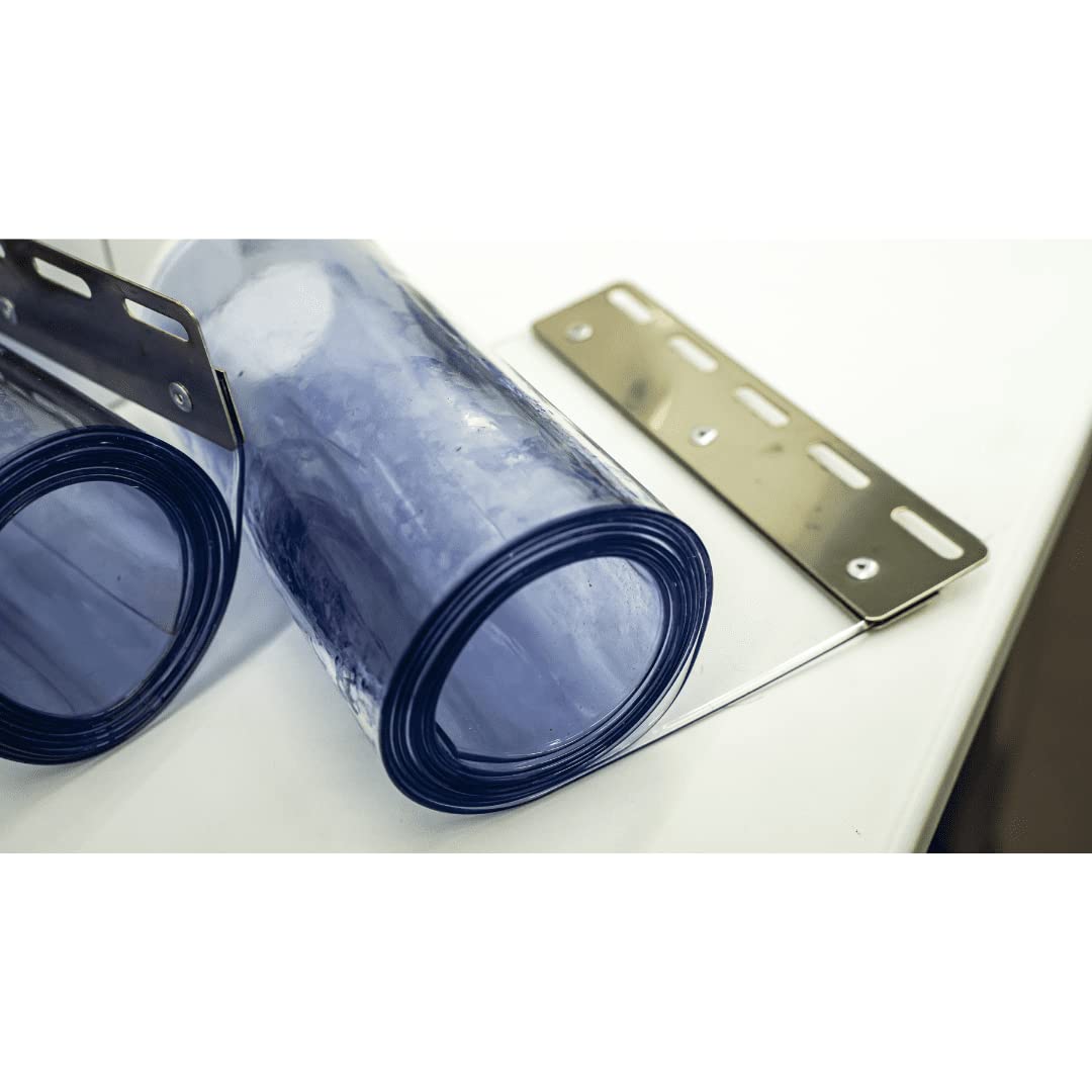 AirTech-UK PVC Refrigeration Strip Curtain Door Strip One Only 2 Meter Long x 200mm Wide x 2mm Thick Coldroom Warehouse Catering. Plates Include Fully Made Ready to Use