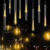 Alkbo Warm White Color Meteor Shower Rain Lights Waterproof String for Wedding Party Christmas Xmas Decoration Tree Party Garden Xmas String Light Outdoor 10FT 8 Tube
