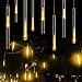 Alkbo Warm white Color Meteor Shower Rain Lights Waterproof String for Wedding Party Christmas Xmas Decoration Tree Party Garden Xmas String Light Outdoor 10FT 8 Tube