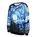 ColorFino Women's Starry Night Printing Pullover Sweatshirt Dark Blue (B) One Size