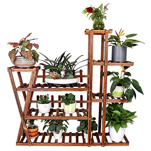 Multipurpose Wooden Plant Flower Stand Rack with Palings Cross Constructure 7 Tiers Garden Planter Shelf Holder Indoor