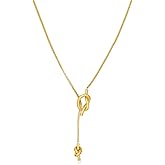 SHANTYSON Lariat Necklace for Women Dainty Long Necklaces 14K Gold Plated Knot Drop Y Chain Simple Adjustable Trendy Jewelry Gifts