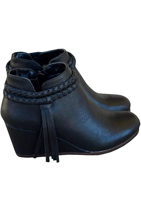 yuu womens tasha dress wedge heel zip boots