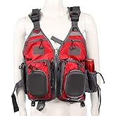 JKSPORTS Fly Fishing Vest - Fishing Safety Life Jacket for Swimming, Sailing, Boating, Kayak - Floating Multifunction Breathable Backpack for Men and Women - Adjustable, Grey/Green/Red/Blue