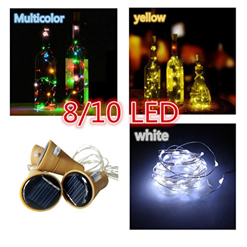 image for Livoty 4PCS Solar Wine Bottle Cork Shaped String Light 8LED Night Fair