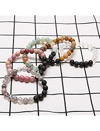 Bivei Lava Rock Stone Essential Oil Diffuser Bracelet - Natural Semi Precious Gemstone Beads Healing Crystal Bracelet