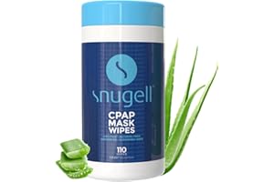 Snugell Unscented CPAP Mask Wipes – 110 Count –100% Soft Cotton – Lint & Alcohol-Free – Skin-Safe Formula with Aloe Vera – Easy-to-Open Canister – Perfect for Cleaning CPAP Masks, Tubes, and Devices