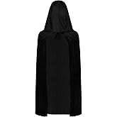 peony man Kids Velvet Cloak Cape with Hooded Halloween Costume Cape Black Wizard Robe Cosplay Party Cloak for Unisex Halloween Cosplay Costume Ages 8 to 16