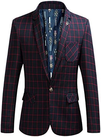 Vazpue Suits new arrival men's business plaid fit one button blazer juniors formal dress jackets 6XL