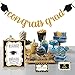 Graduation Decorations 2021 - Candy Bar Buffet Glitter Banner Sign Label Tent Cards Set - Grad Party Supplies Decor for Highschool Prek - Black and Gold