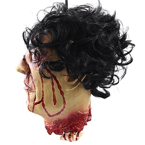 ODOMY Halloween Severed Head Props Hanging Scary Bloody Cut Off Head Latex Zombie Halloween Decorations (Style 4)