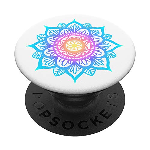 Colorful Mandala Rainbow Flower Bright Bold Trendy Pastel PopSockets PopGrip: S…