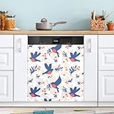 Red Breast Bird Magnetic Cover for Dishwasher