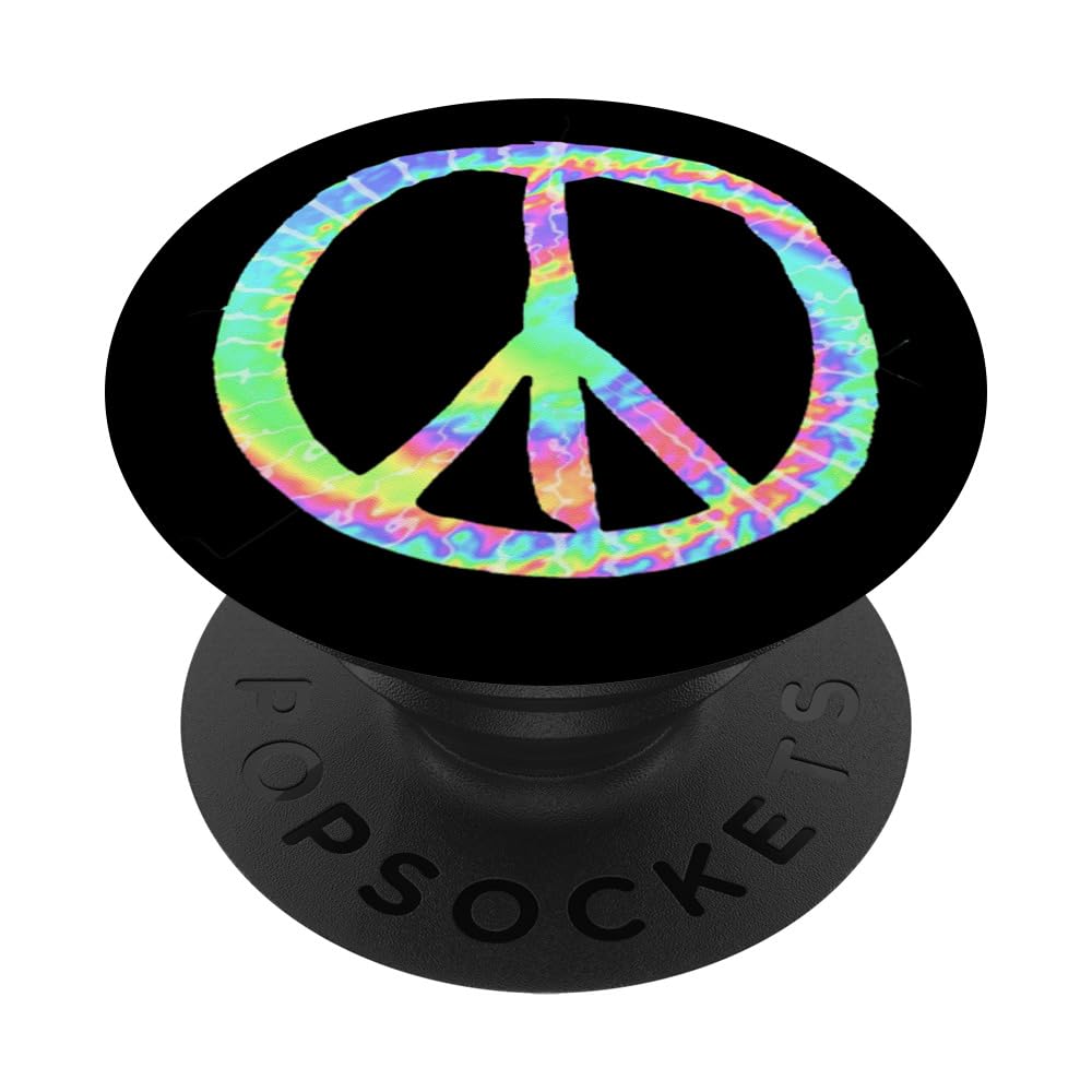 Tie-Dye Peace Sign Cute Love Colorful Tye Dye Hippie Flower PopSockets Swappable PopGrip