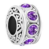 LuckyJewelry Filigree Charm 12 Colors Crystal Birthstone Spacer Round Beads Fit Charms Bracelet