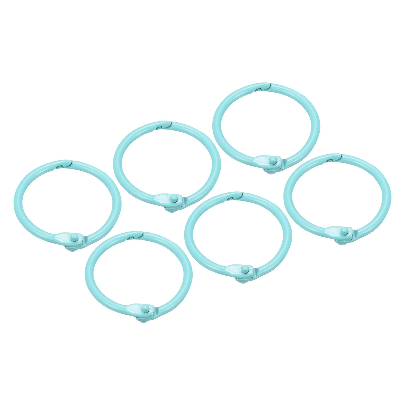 METALLIXITY Loose Leaf Binder Rings (30mm/1.2 Inch) 12Pcs, Steel Key Ring Binder Clips Book Rings - for Home or Office, Lake Blue