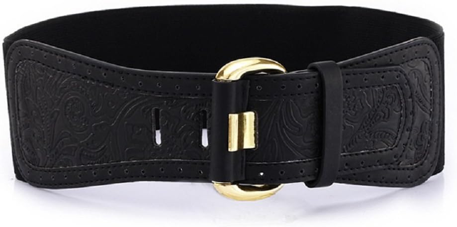 Womens Obi Belt Vintage PU Leather Elastic Buckle Waist Belt Fashion Wide Belts