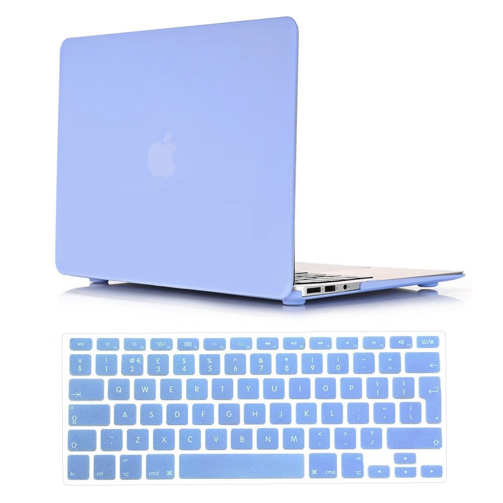 Se7enline Compatible with Macbook Air 13 inch Cover Colorful Slim Hard Shell Matte Case Hard Shell Cover for Macbook Air 13.3 inch A1369/A1466 with EU Layout Blue Keyboard Cover, Serenity Blue