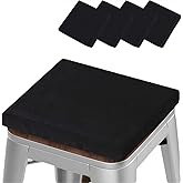 POMILER Bar Stool Cushions Set of 4, 12" Waterproof Thickened Barstool Seat Cushions, Breathable Small Chair Seat Pads for Café Bistro Stackable Classroom Metal Stools (Square, Black, 4 Counts)