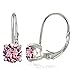 Bria Lou 925 Sterling Silver 6mm Round October Birthstone Color Leverback Drop Earrings Made with Swarovski Crystals