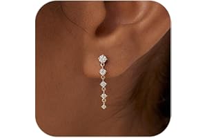 Dangle Earrings for Women 14K Gold Silver Plated CZ Cubic Zirconia Drop Huggie Hoop Stud Long Earrings Dainty Hypoallergenic 