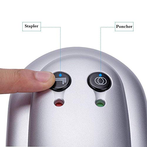 VEYETTE Electronic Stapler and Electric Paper 2 Hole Punch for Office School Home, Adapter Included, Silver