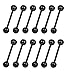 FUNRUN 12PCS 14G Flexible Acrylic Tongue Rings for Guys Body Jewelry Piercing Retainer Black