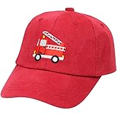 Besforta Cute Fire Truck Embroidery Kids Baseball Caps Adjustable Washed Baseball Hats for Boys Girls