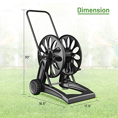 Goplus Garden Hose Reel Cart w/Quick Connectors and Adjustable Nozzle