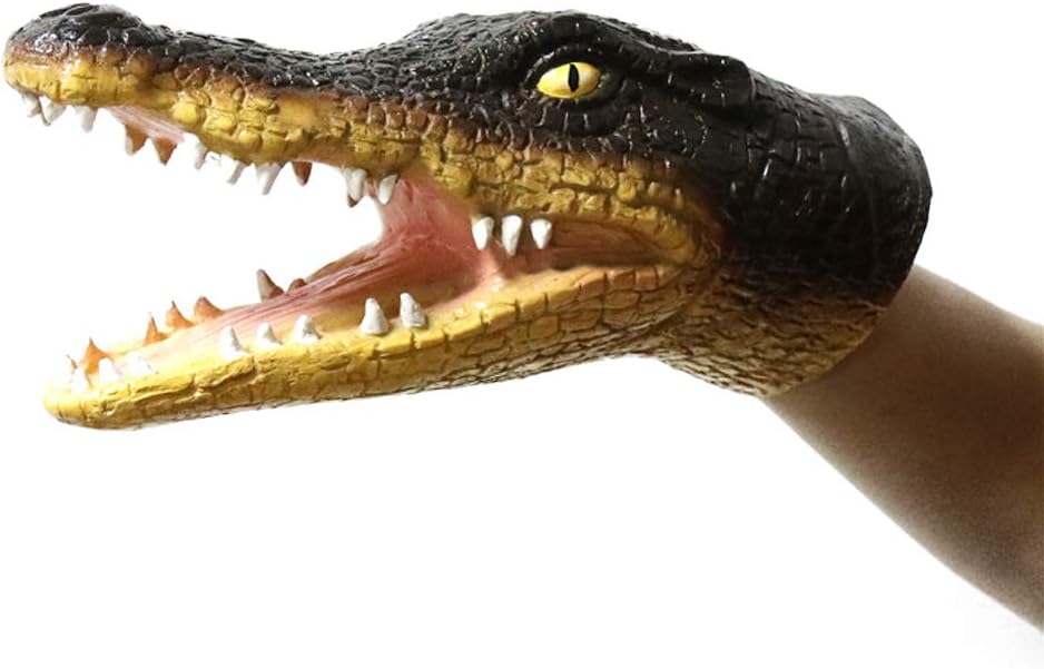 PartyGears Hand Puppet Realistic Crocodile Role Play Toy Crocodile Latex Puppet for Both Adult and Children Green